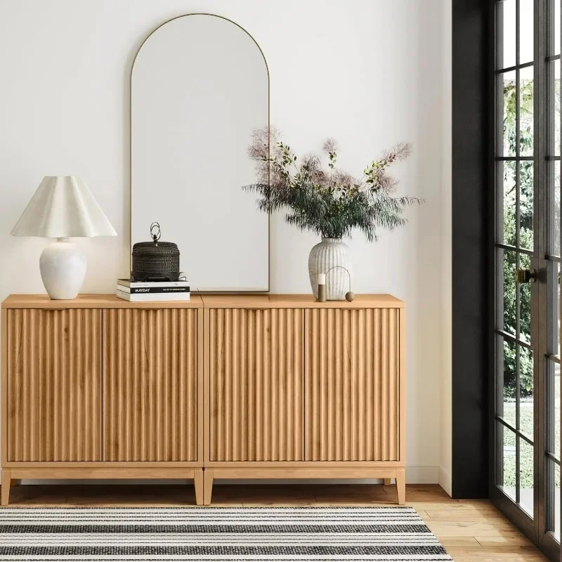

Fluted Door Modern Sideboard Kitchen Storage Cabinet