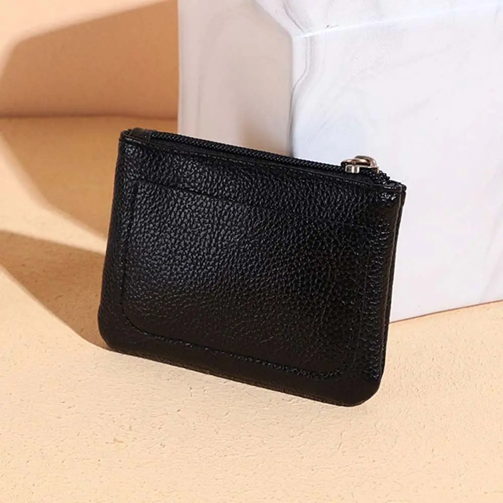 Porte-cartes en cuir PU solide pour femmes, mini porte-cartes à fermeture éclair, porte-cartes, poudres de cartes, pièce de monnaie, petit sac d'argent d'hectare, mode