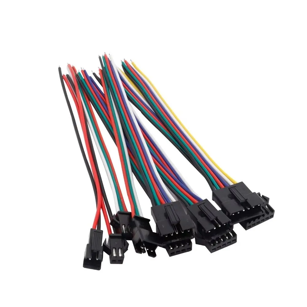 10 Pairs New 2/3/4/5/6 Pin JST Connector Cable SM JST Type Male Female SM Connector Wire RGB RGBW Compatible Plug Socket Cable