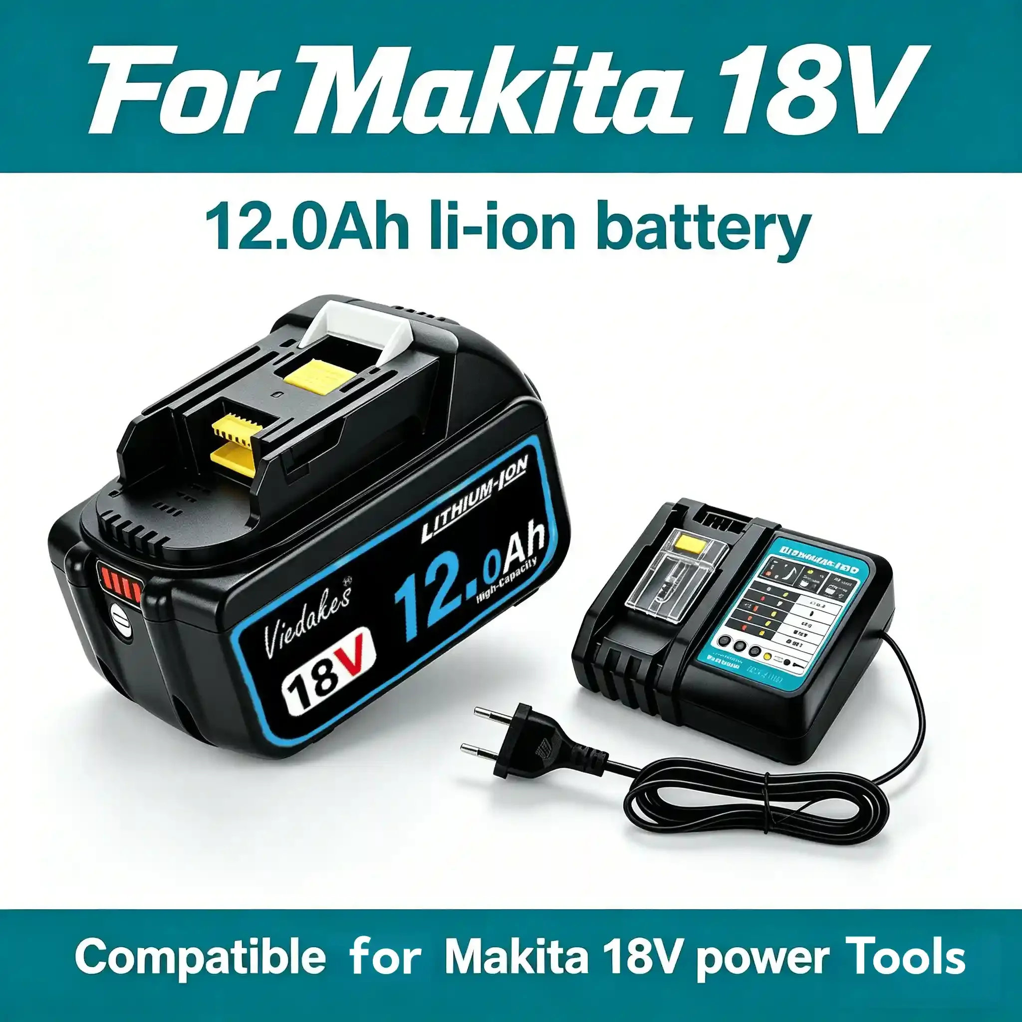

For Makita Battery 18V VIEDAKES 5.0Ah Li-ion BL1840 BL1850 LXT Stable Output Power Tool Battery
