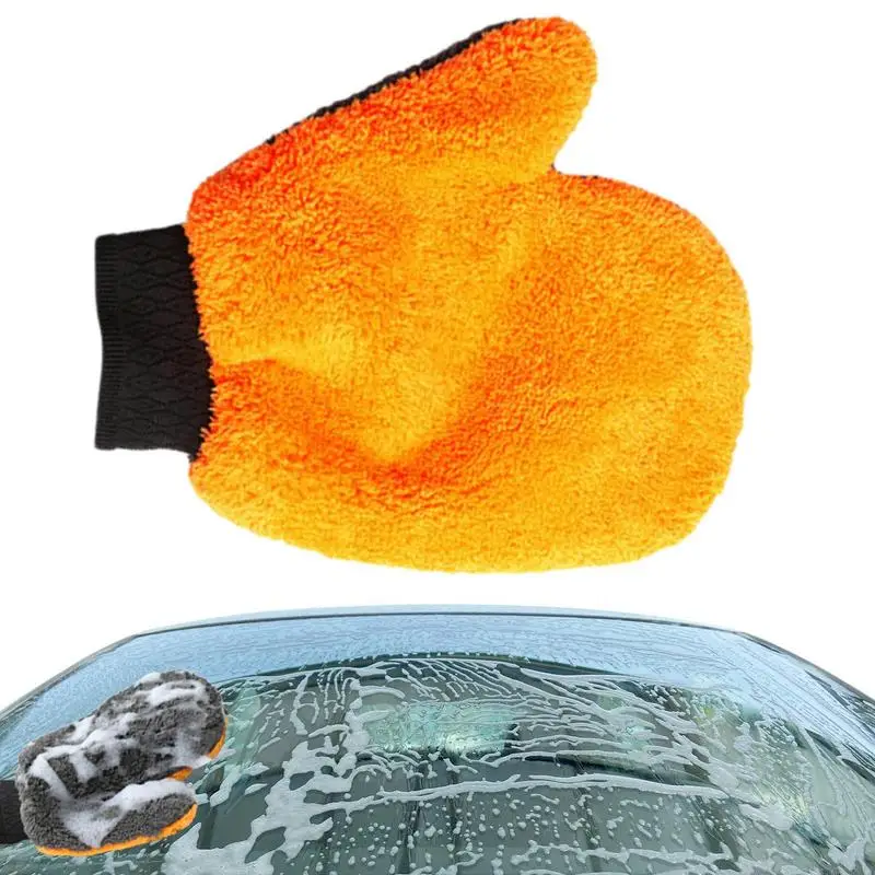 

Scratch Free Wash Mitt Double-sided thickened coral velvet mitt car washing and cleaning thumb gloves household car cleaning mit