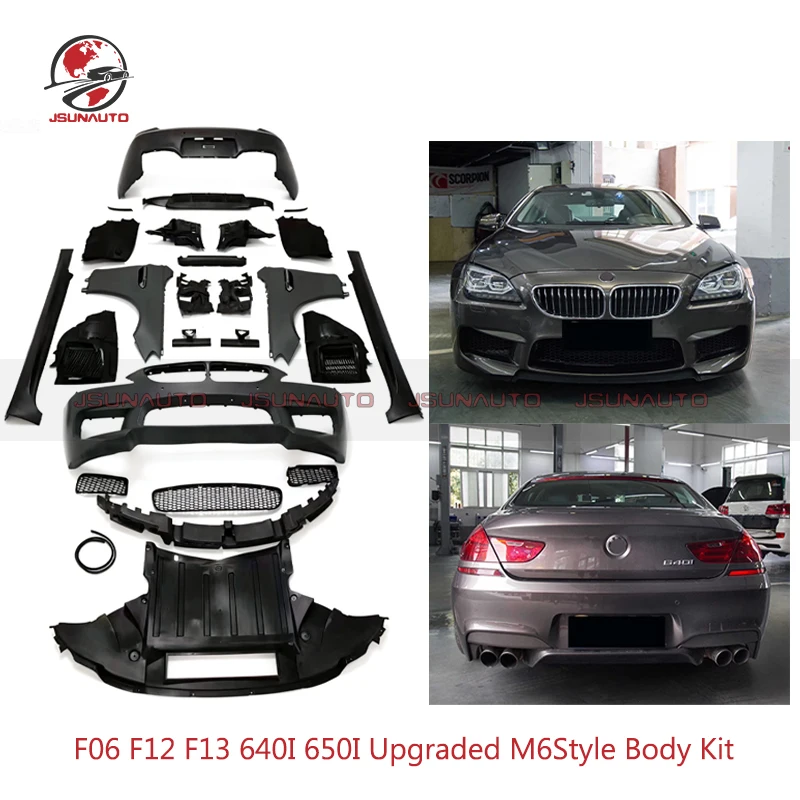 

Неокрашенные боковые юбки переднего бампера для 2011-2018 F06 F12 F13 640I 650I, обновленный комплект кузова в стиле M6, крылья для подтяжки лица, задний бампер