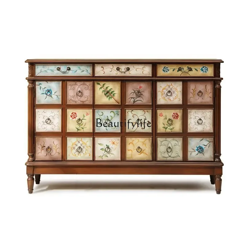 

FG17American large-capacity storage cabinet European-style entrance cabinet solid wood