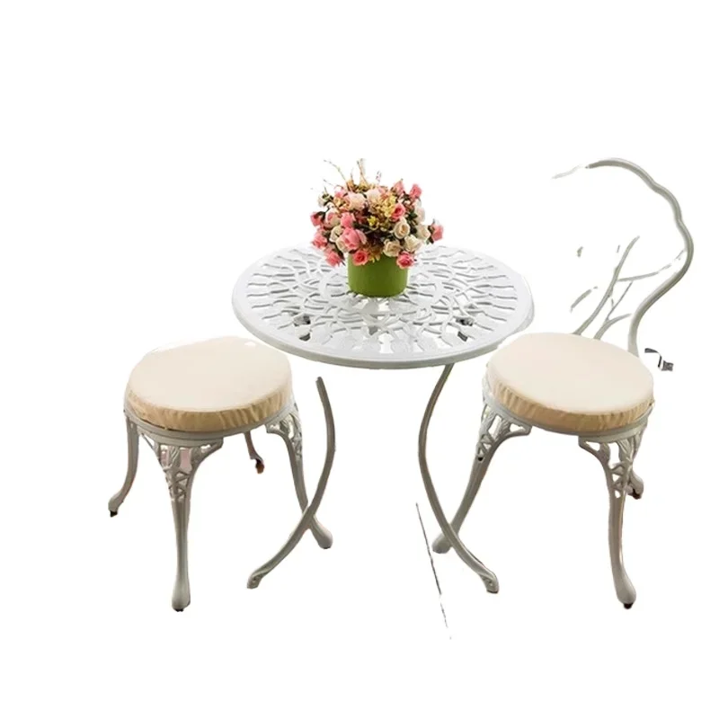 

Balcony table and chairs European cast aluminum tea table and chair combination outdoor courtyard open-air garden villa one