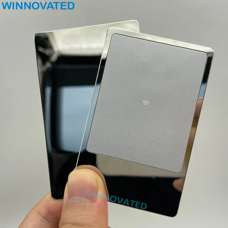 

Custom Mirror Reflective Vip Member Laser Engraving Business NFC RFID Metal Card