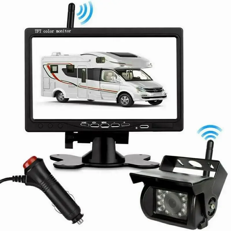 

Bileeko 7" Wireless Backup Rear View Camera System Monitor Night Vision For RV Truck Bus