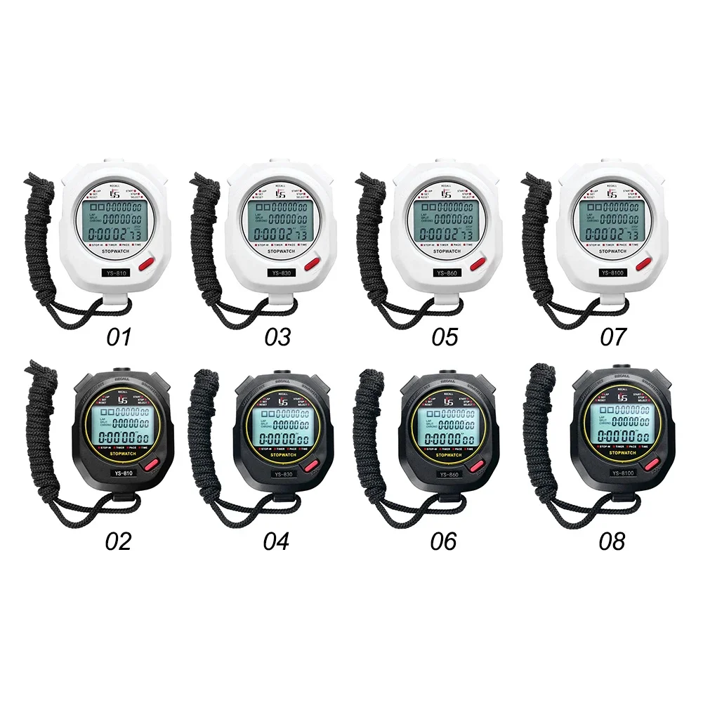 Handheld Digital Timer Stopwatch Chronograph Sports Training Digital Chronometers 3 Rows Display of 10/30/60/100 Tracks