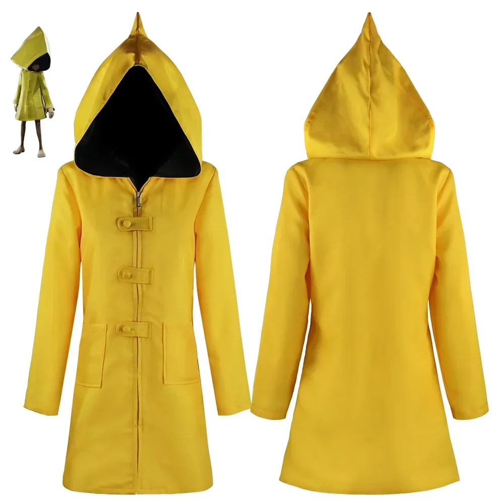 

game Little Nightmares 2 Mono Six Cosplay Costume Hungry Kids boys Little Six Yellow Long Jacket Coat Halloween Carnival Party