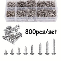 800pcs M2 Self Tapping Screw Assortment Kit Flat Head Sheet Metal Screw Lock Nut Wood Thread Nail Screw Sets Self Lock Nut Wood