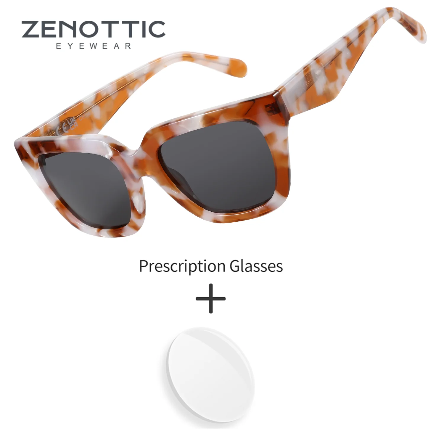 

ZENOTTIC Fashion Acetate Polarized Prescription Sunglasses Female Butterfly UV400 Protective Shadow Corrective Women's Glasses