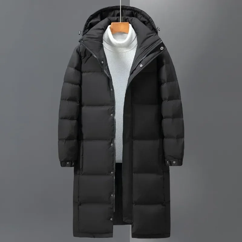 Nowe zimowe męskie kurtki z kapturem Casual Duck Down Coats Long Puffer Jackets Quality Male Outdoor Windproof Warm Winter Parkas Odzież męska