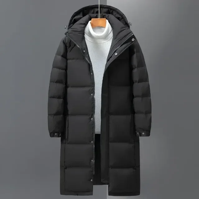 Nowe zimowe męskie kurtki z kapturem Casual Duck Down Coats Long Puffer Jackets Quality Male Outdoor Windproof Warm Winter Parkas Odzież męska