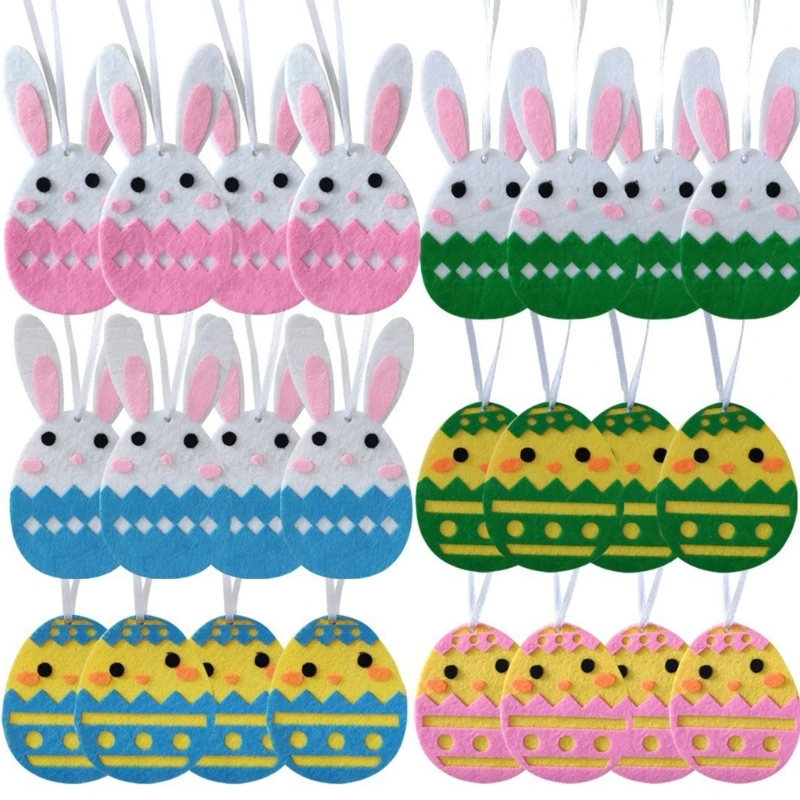 

24pc Colorful Easter Tree Decoration Felt Rabbit Eggs Pendant for Kids Presents