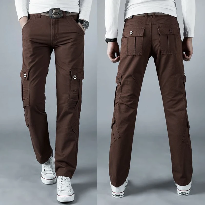 Pantalones Cargo informales de algodón para hombre, ropa de camuflaje para exteriores, Pantalones rectos Y2K de calle, Color sólido, estilo fino, novedad de verano