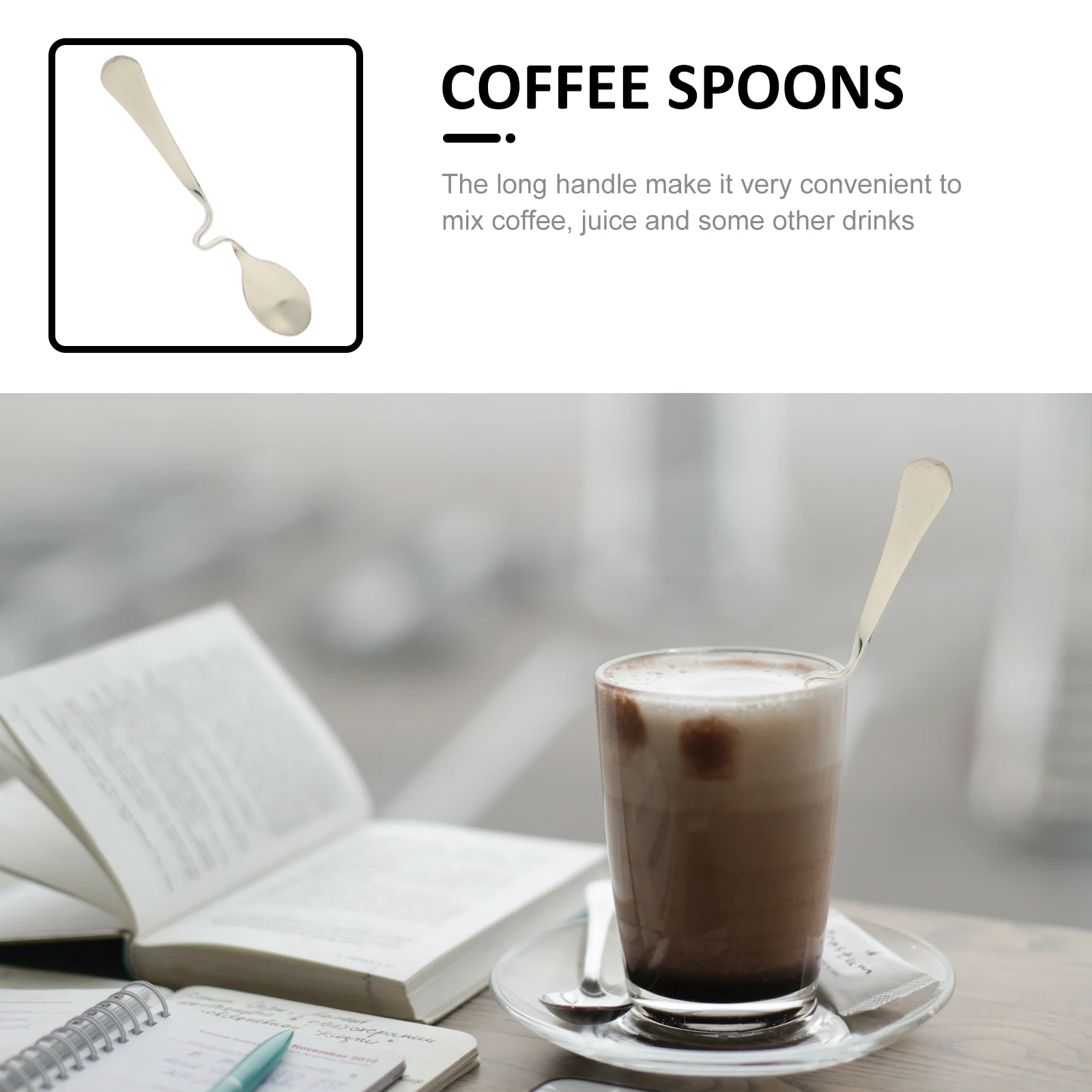 

Creative Coffee Stainless Spoons Steel Long H Stainless Steel Spoons Mixing Stirring Kitchen Utensils Beverage Tools