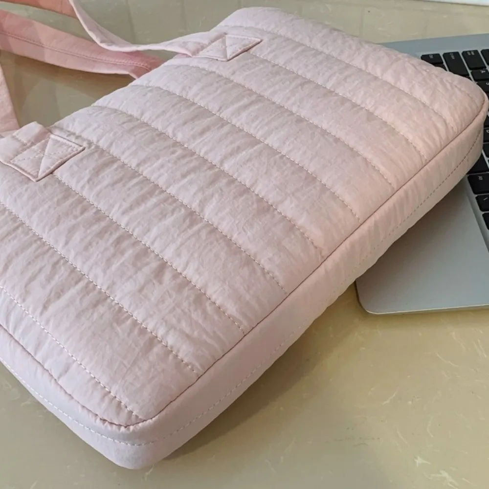 Multi-purpose Laptop Shoulder Bag Large Capacity Solid Color Laptop Protective Bag 14 Inch Zipper Closure Laptop Handbag