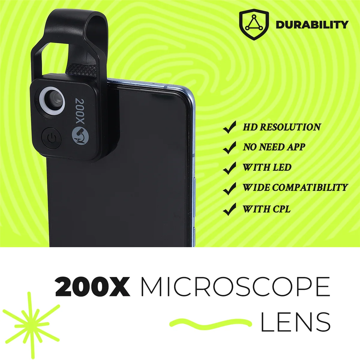 ใหม่ APEXEL 200X กล้องจุลทรรศน์ขยายเลนส์ไม่มี CPL โทรศัพท์มือถือ LED Light Mini Pocket Macro เลนส์สําหรับ iPhone สมาร์ทโฟนทั้งหมดสีดํา