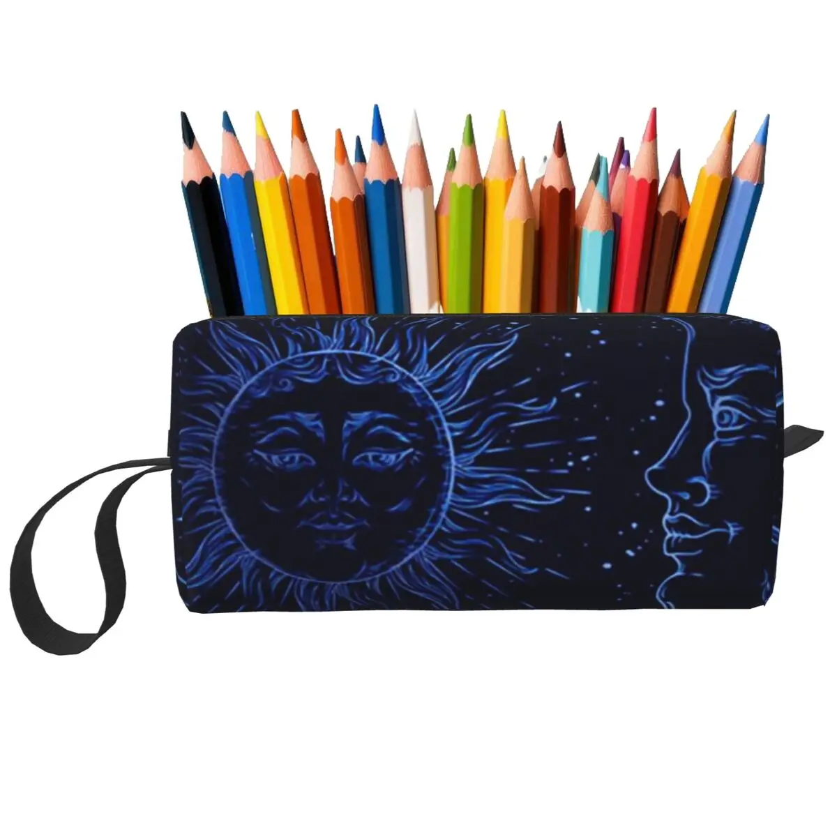 Celestial Mystic Esoteric Magic Sun Moon Pencil Case Pen For Kid Box Pencil Bag Stationery Supplies Travel Women Organizer Pouch