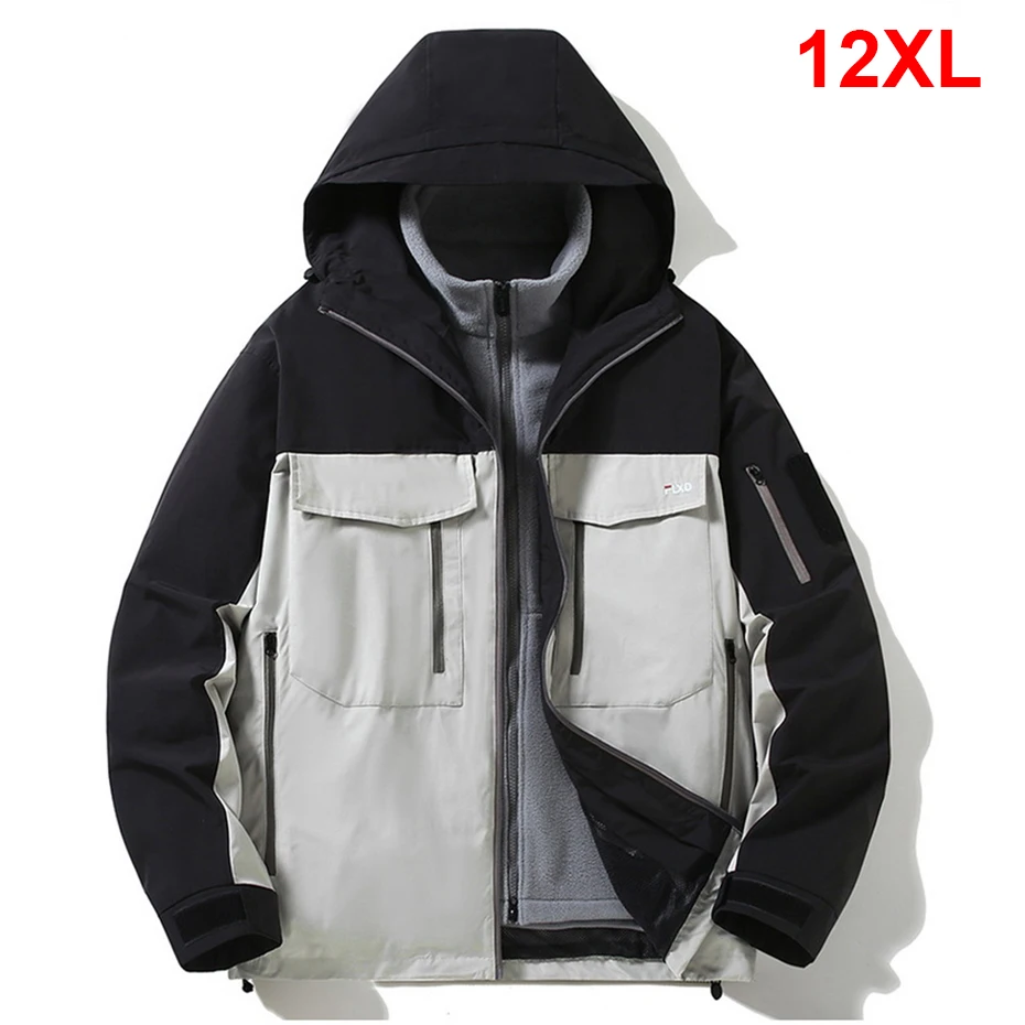 

Outdoor Camp Jacket Men Waterproof Windbreaker Jacket Coat 12XL Plus Size Autumn Winter Travel Jacket Removable Liner