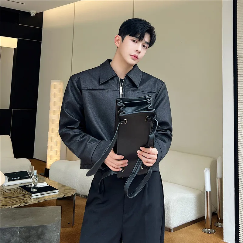 

Американский жакет из искусственной кожи PU, свободного кроя, с откидным воротником, матовый, для ранней весны