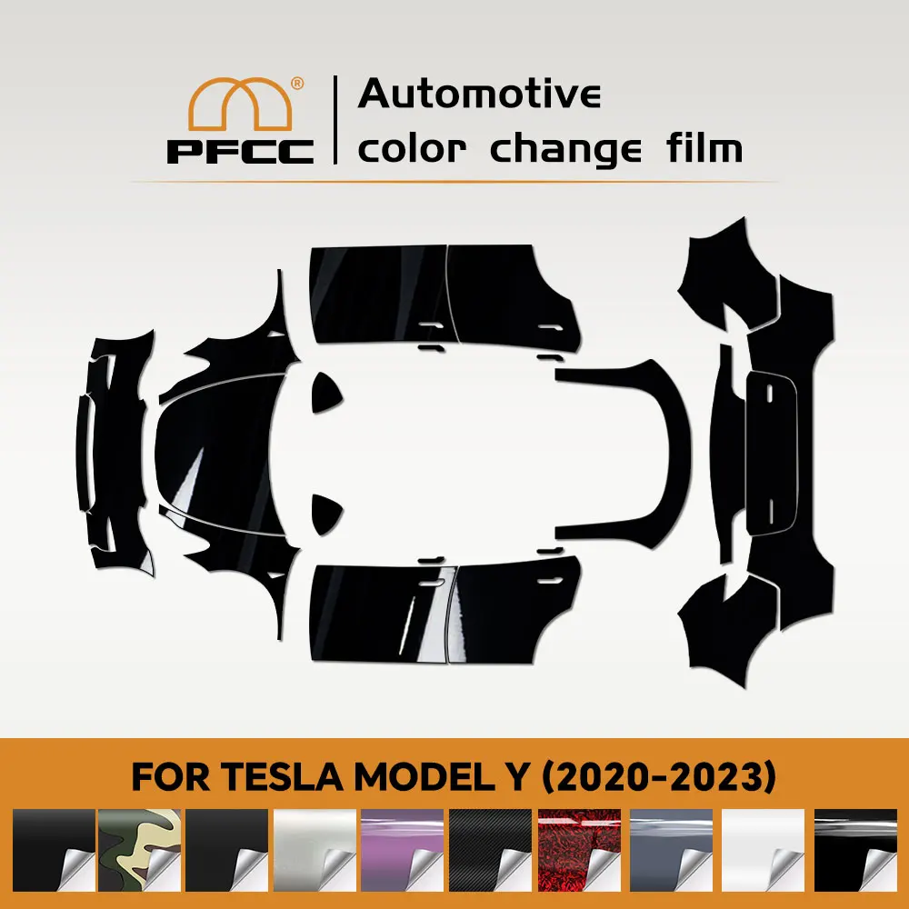 PFCC For Tesla Model Y 2019-23 PVC Car Color Changing Film Decal Anti-Scratch Vinyl Film Auto Body Color Change Car Accessories