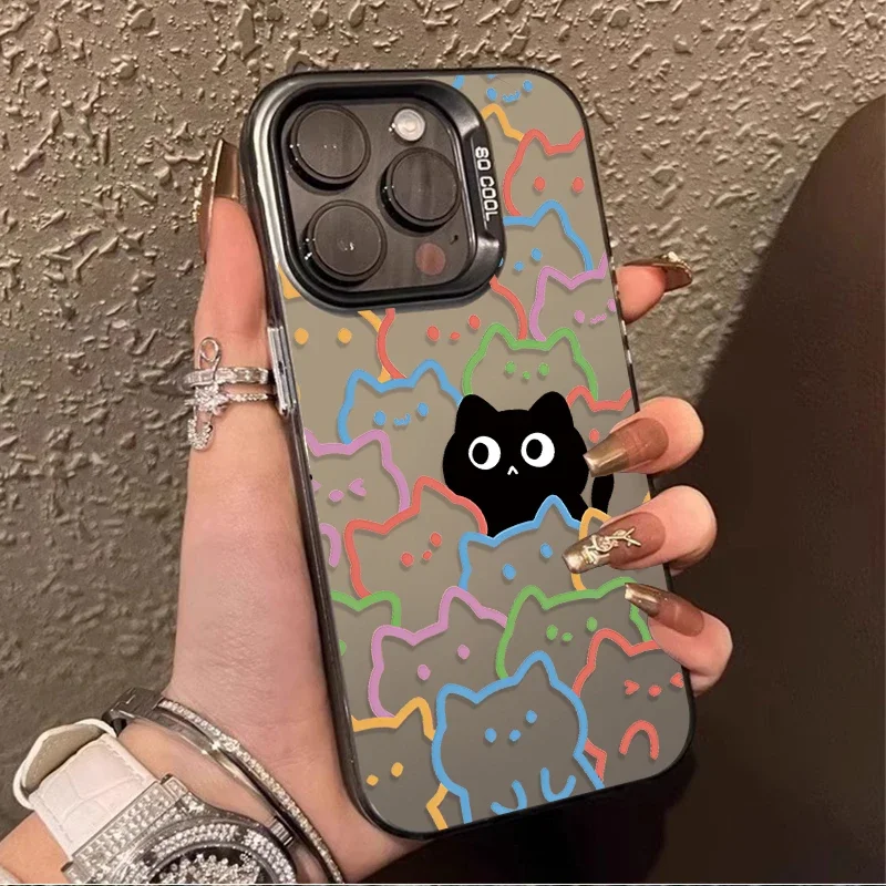 Cat Matte Bumper Case for Xiaomi Redmi Note 13 12 11 Pro Plus 4G 5G 12S 11S 10S 10 9 9S 8 12C 13C A3 Colored Line Little Cover