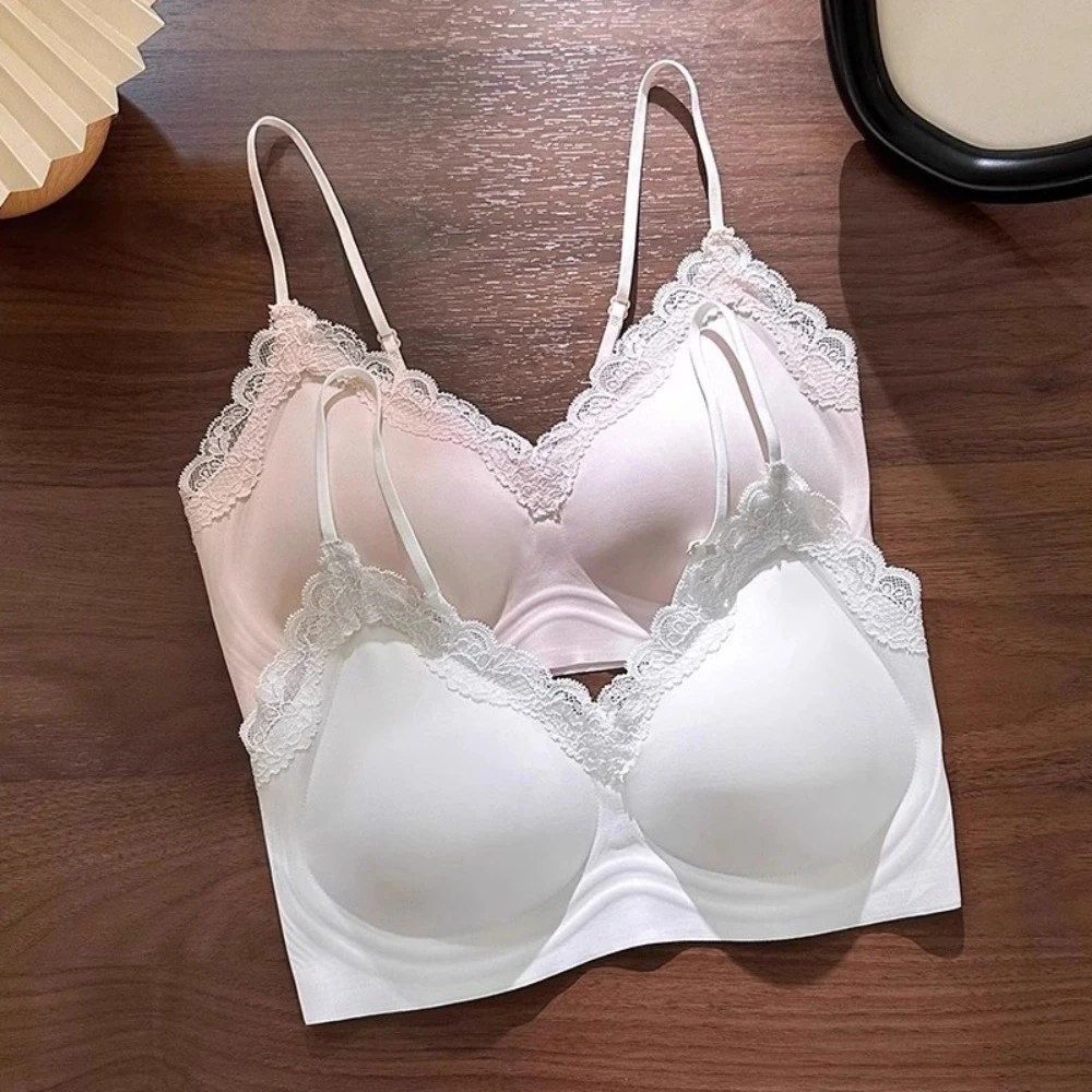 Soutien-gorge sans fil invisible à décolleté plongeant, ajusté, antichoc, en dentelle, pour femme, qui rassemble et anti-affaissement, sans coutures