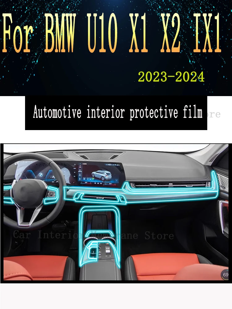 

For BMW U10 X1 X2 IX1 2023-2024 Car Interior Center Console Transparent TPU Protective Film Anti-scratch Repair Film Refit