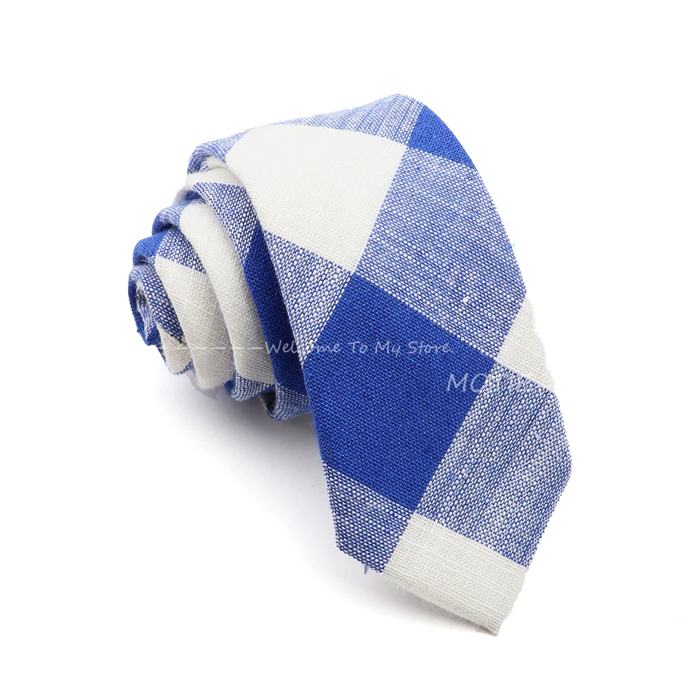 Men\'s Classic Plaid Striped Cotton Necktie Blue Pink Tie Cravat For Business Wedding Party Shirt Suit Collar Accessory Gift