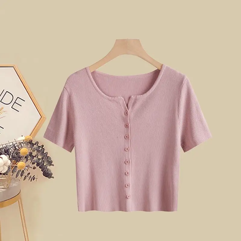 Women's Clothing Summer Suit 2023 New Fashionable Short Sleeve Top Girl's Slim Fragmented Blossom Half Dress Two Piece Set