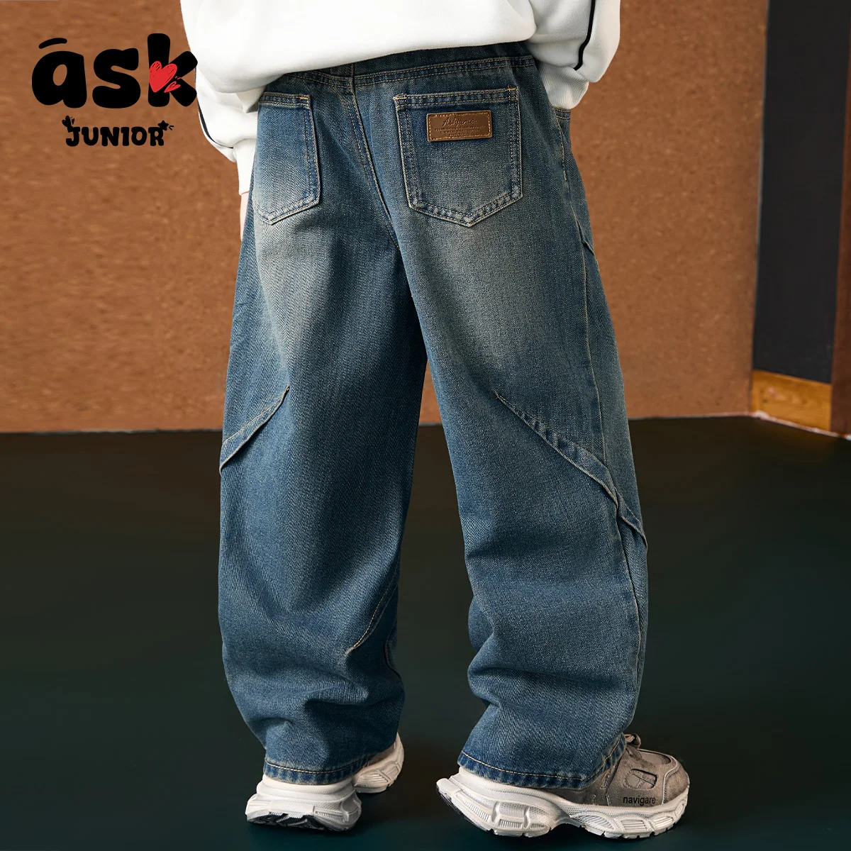 الأطفال والفتيان الربيع أضعاف تصميم الرياضة عارضة الجينز المستقيم #2