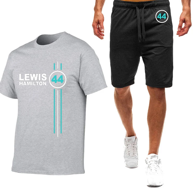 Camiseta de manga curta masculina, piloto de F1, Lewis Hamilton, digital, simples, confortável, casual, fato de movimento da moda, verão, 44