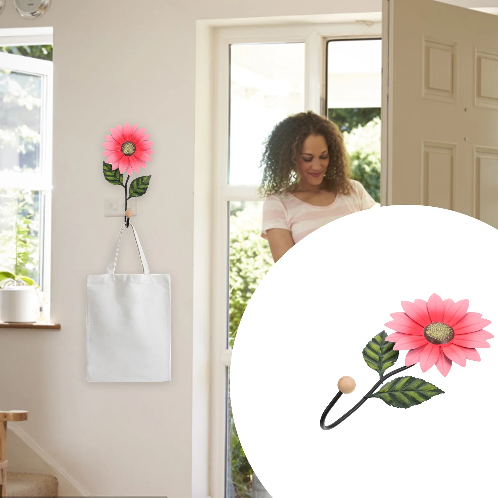 Porte-clés rose pour rangement de bureau, petits crochets de confection pour décorations, mur AndrWall, fleur de fer, manteau