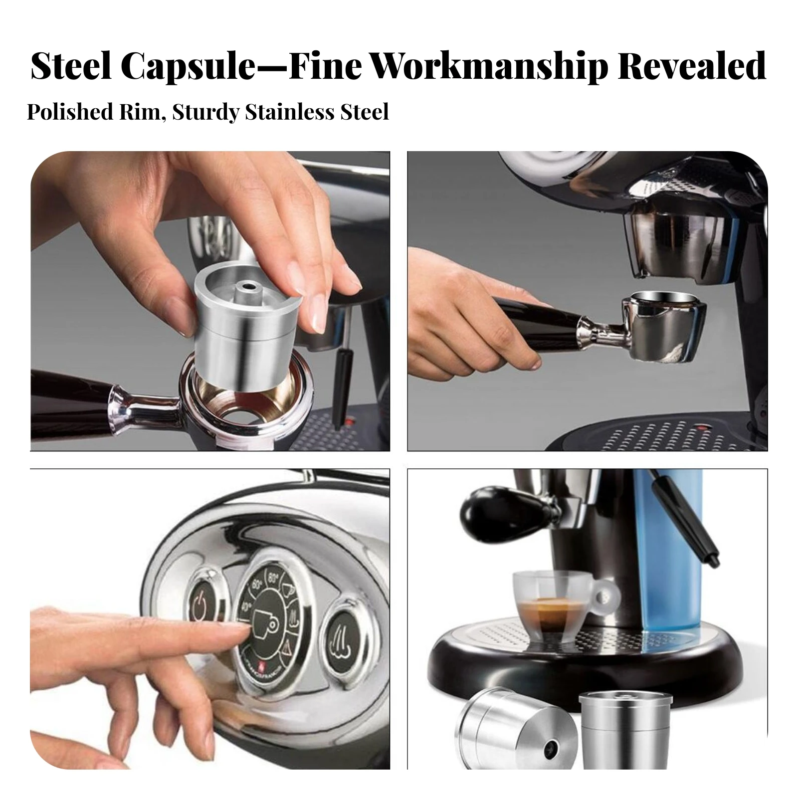 Reusable Espresso Capsule Compatible Stainless Steel Coffee Capsule Eco-Friendly Food-Grade for Home Baristas, Daily Brewing