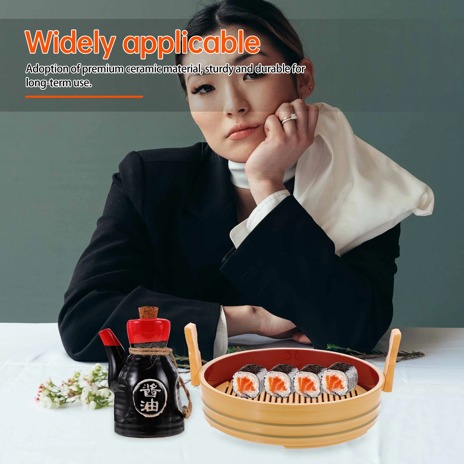 

1 set 1 Set Japanese Style Ceramic Vinegar Dispenser Soy Sauce Jar Oil Bottle Kitchen Supplies Condiment Container Storage