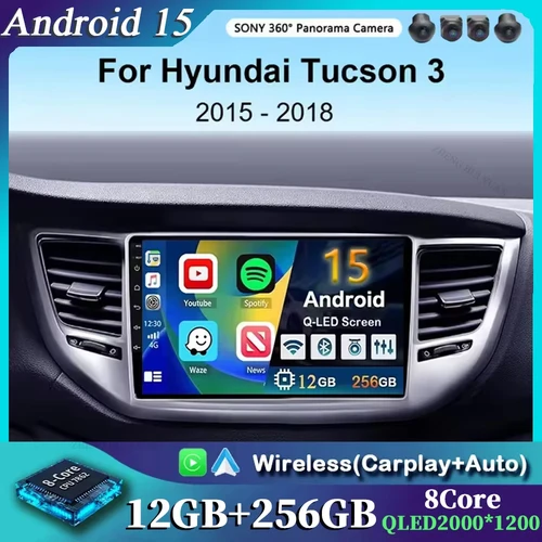 9 ""Android 15 DSP 2Din Radio de coche reproductor de vídeo Multimedia navegación GPS para Hyundai Tucson IX35 3 2015 2016 2017 2018 unidad principal