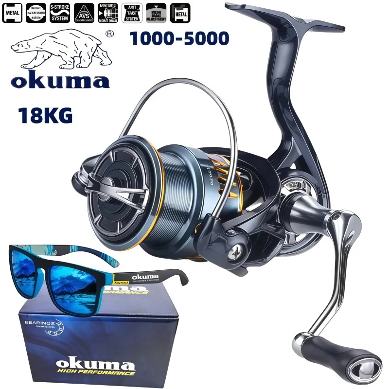 Okuma Original Nahtloses Spinnrad, Modelle 1000-2500-5000, Ausgestattet mit Stylischen Polarisierten Angelbrillen – Detail 1