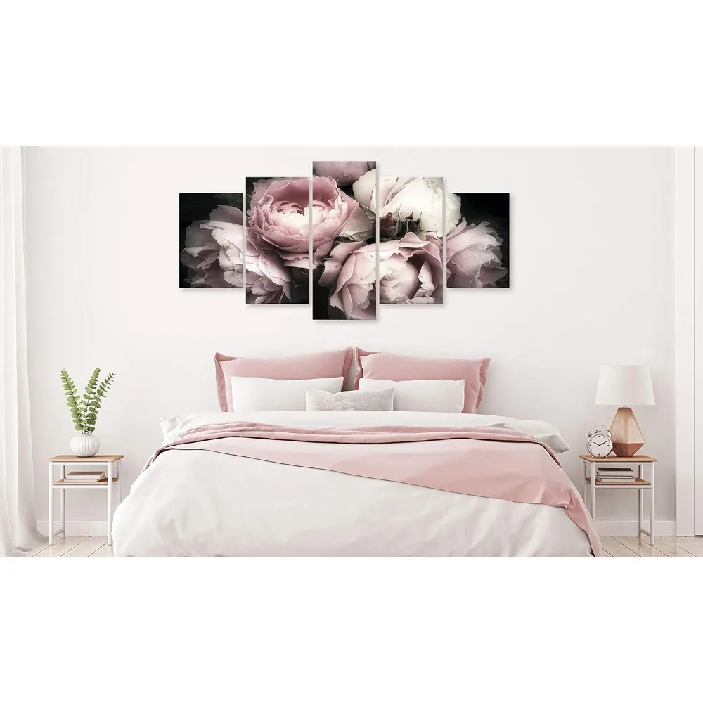 Tela acustica da parete Fiori Rose Rose 80x40 pollici - 5 pezzi Immagine con schiuma acustica Stampa sonora Opere d'arte Acustica della stanza