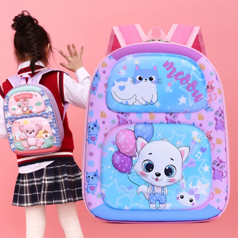 Mochilas escolares impermeáveis para crianças, Mochila Primária para Meninas e Meninos, Mochilas 3D Hard Shell, Bolsa de livro