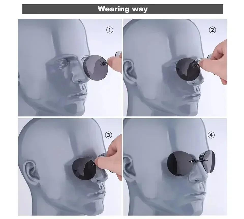 Men's Round Rimless Mini Clip On Nose Glasses Nosepiece and Metal Clip Architecture