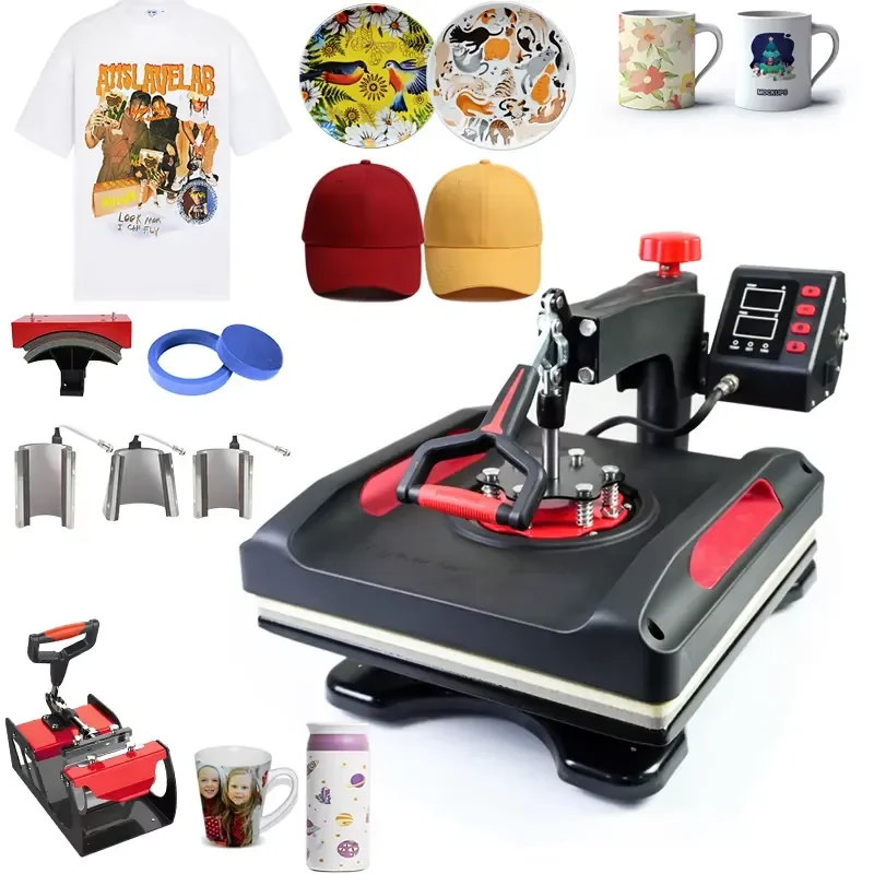 15x15 T-shirt Printing Machine 38X38 Multifunctional 8 in 1 Heat Press Machines for t Shirt Hat Cap Mug P8038-8