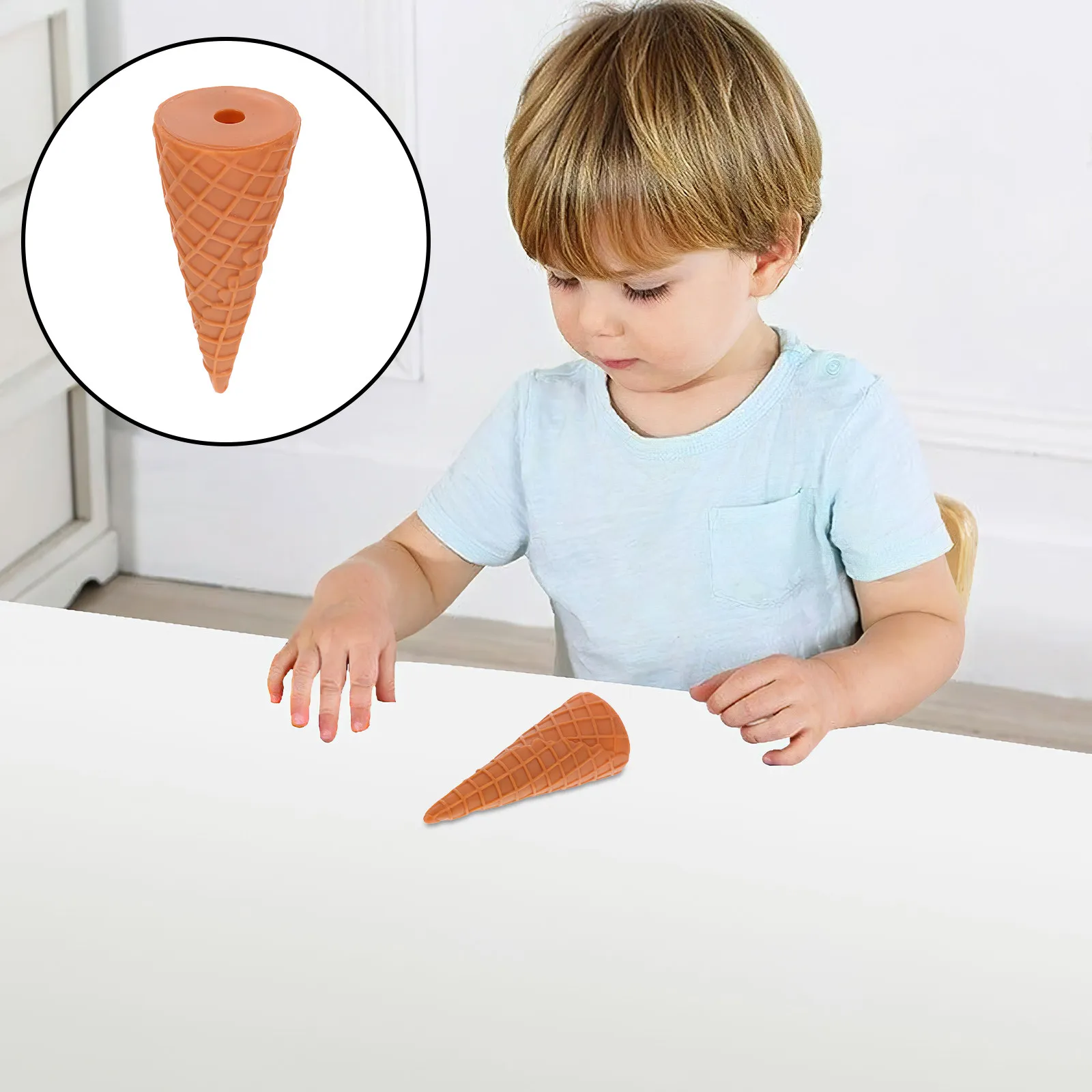 2Pcs Artificial Ice Cream Cone Realistic Simulation Dessert Display Prop Portable Pretend Play Creative Party Decoration