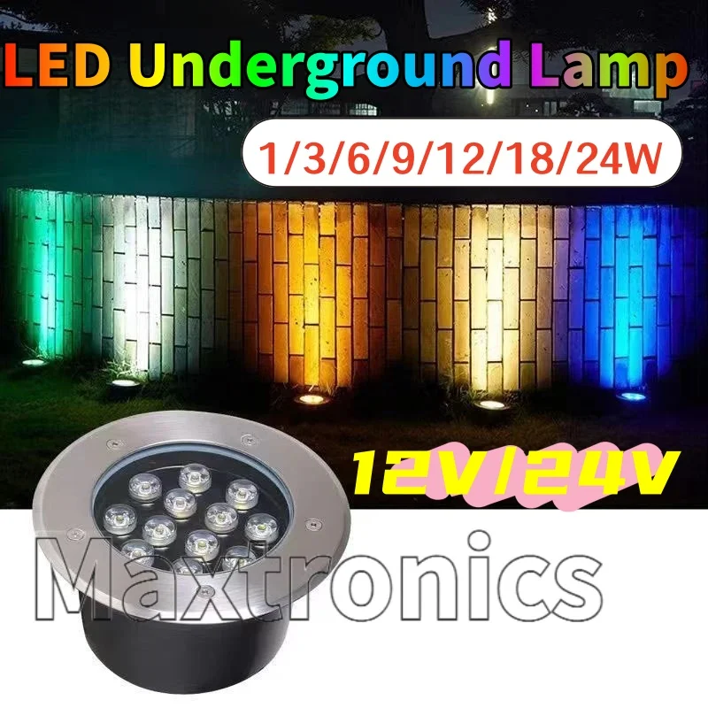 1/3/6/9/12/18/24W LED Underground Lamp 12V/24V Floor Lighting Spotlight IP67 Waterproof Buried Light Garden Landscape Light Lamp