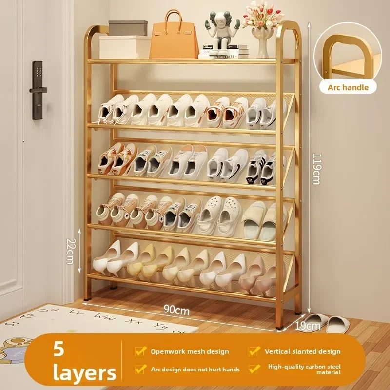 Stable Steel shoe rack household door simple storage space saving metal multi-layer narrow shoe cabinet