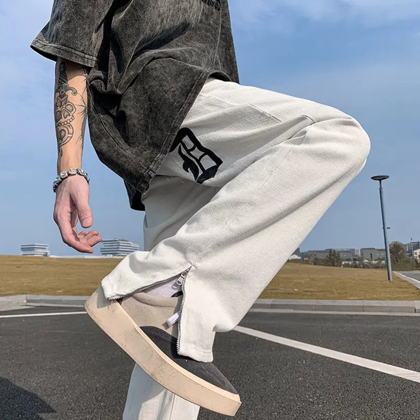 

Loose Straight Leg Men's Jeans Casual Long Trousers Spring Autumn New Sle Harlan High Street Design Korean Version Jeans