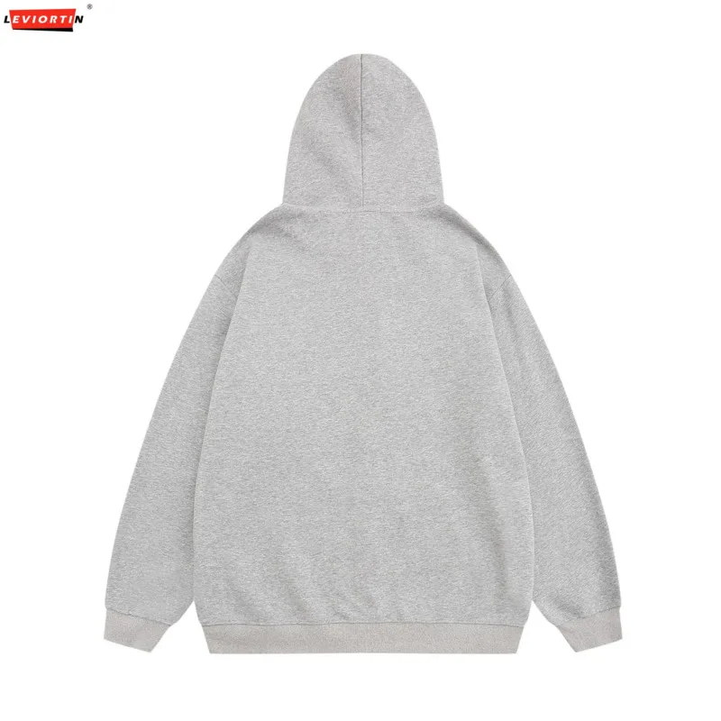 Harajuku Zipper Hoodie Coat Hip Hop Retro Embroidery Denim Star Letter Hooded Sweatshirt Jacket 2024 Fashion Loose Hoodies Coats