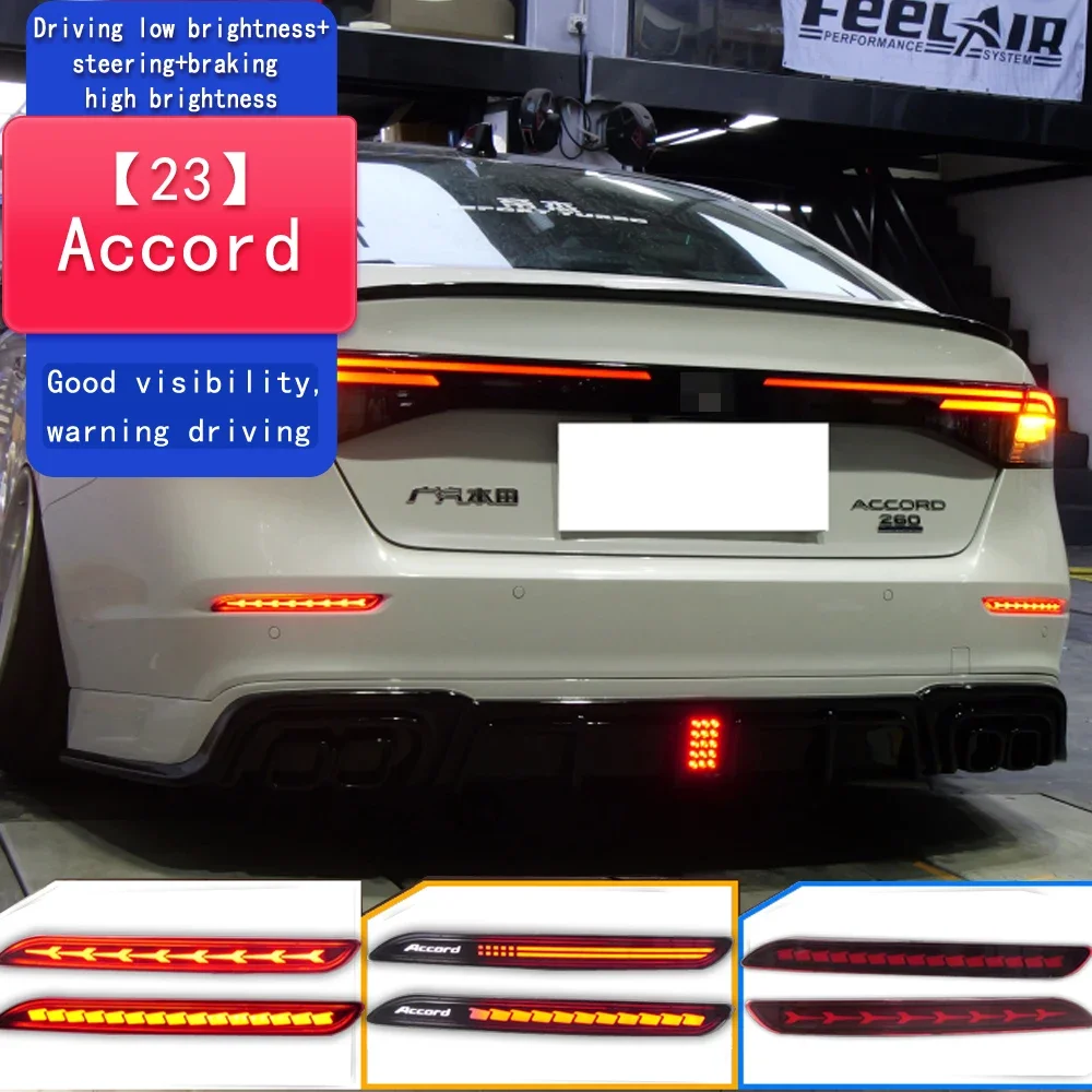 For Honda Accord 2023 2024 LED Rear Bumper Reflector Light Auto Brake Warning Lamp Waterproof Multi-function Car Accessories