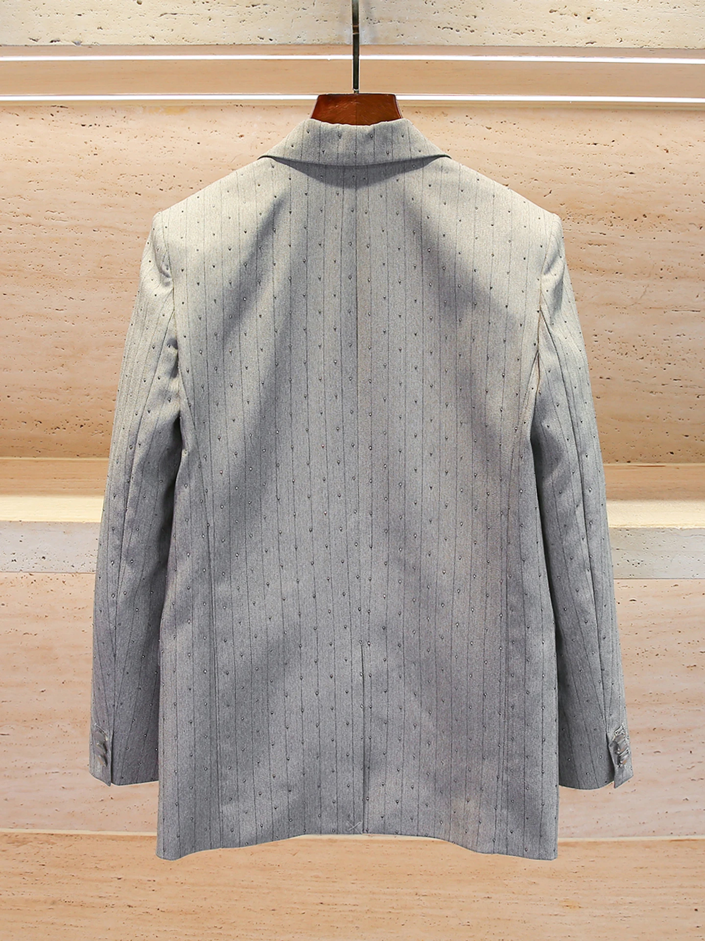 M Home Nan You Abito a righe autunno inverno da donna di fascia alta Jaet con strass stirati Pendolarismo Sle Stand Fit Long Sve