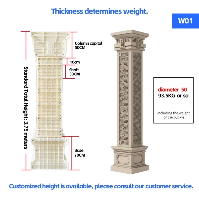2025 New design of reusable Roman column concrete ABS molds for construction columns