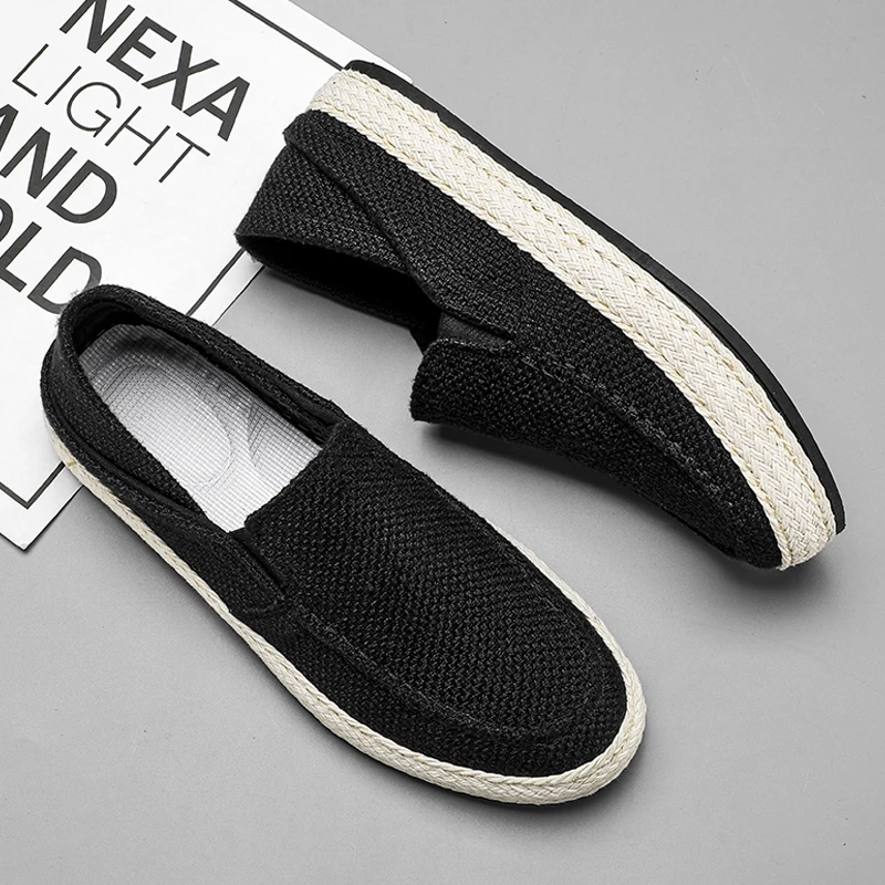Summer Casual Loafers Men Breathable Slip On Urban Shoes Men Classic Linen Canvas Sneakers Male Light Flats Lazy Shoes Cheap